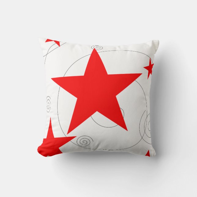 Coussin Soyez des remous rouges d'un blanc gris d'étoiles (Recto)