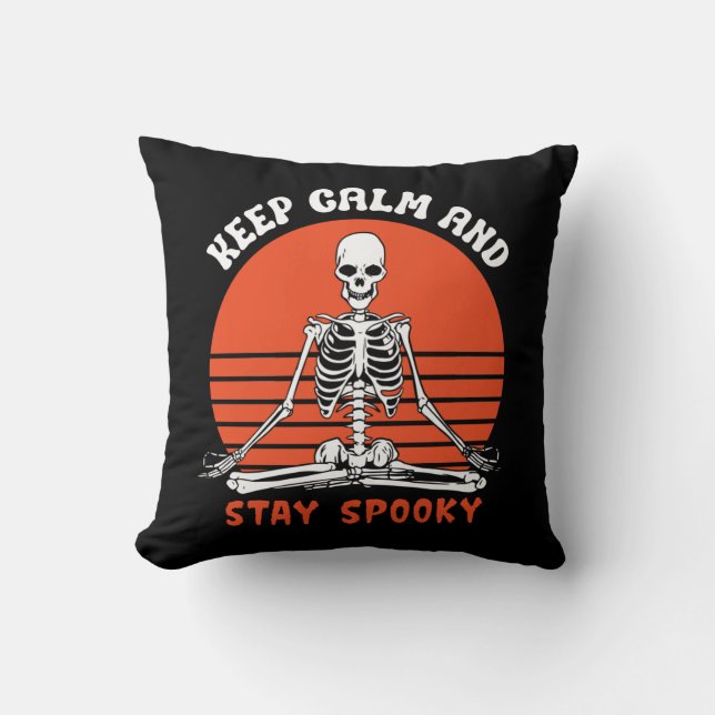 Coussin Soyez Éffrayant Yoga Pose Skeleton Halloween (Recto)