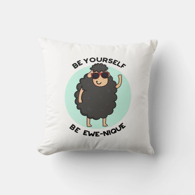 Coussin Soyez Ewenique Funny Sheep Pun (Recto)