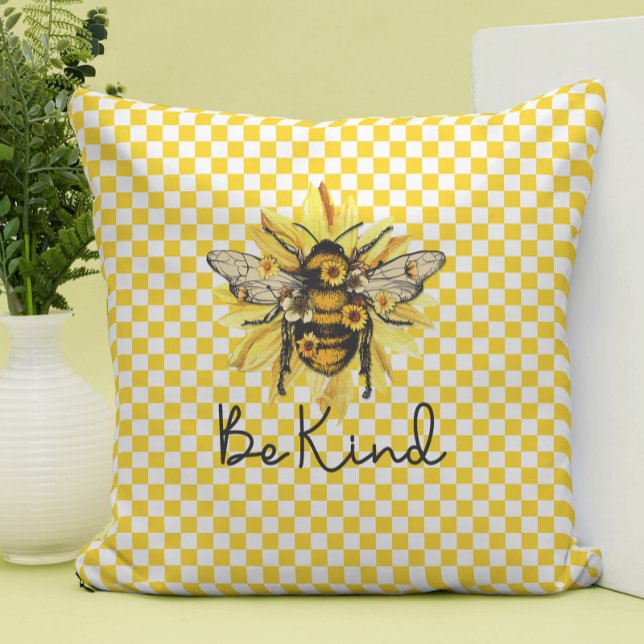 Coussin Soyez gentil Abeille et tableau de bord jaune (Créateur téléchargé)
