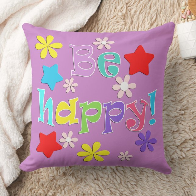 Coussin Soyez heureux ! , multicolore (Couverture)