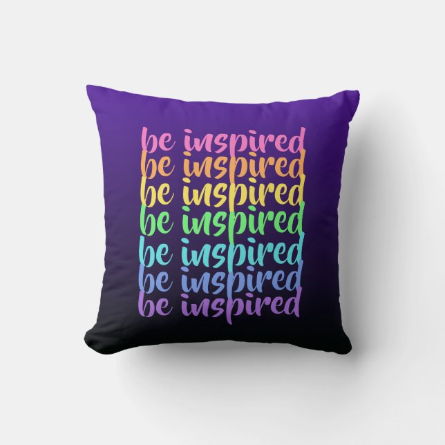 Coussin "Soyez inspiré" Violet Arc-en-ciel (Recto)