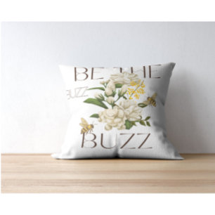 Coussin Soyez le professeur de abeille et de fleurs botani