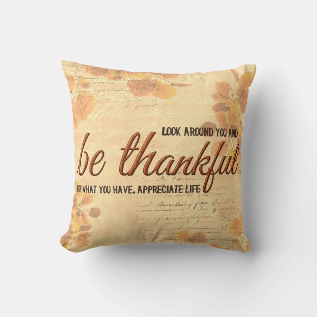 Coussin Soyez reconnaissant (Recto)