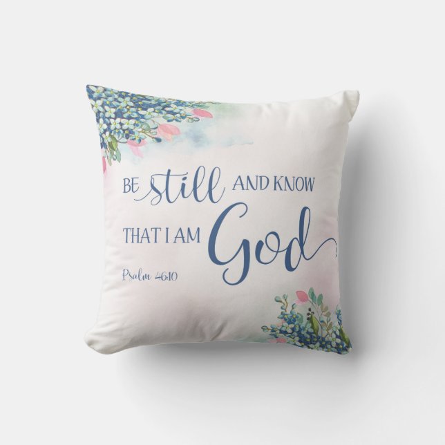 Coussin Soyez toujours et sachez que je suis Dieu, Ps 46:1 (Recto)
