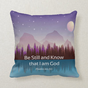 Coussin Soyez toujours et sachez que je suis Dieu Psalm Bi
