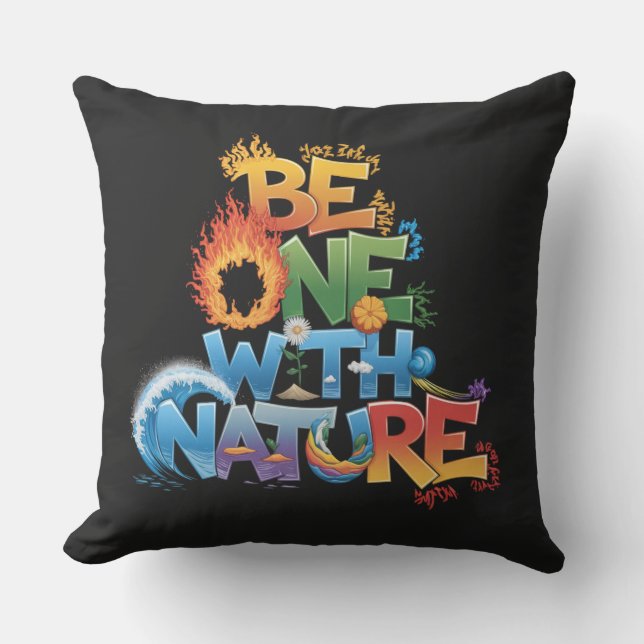Coussin Soyez Un Avec La Nature - Éco Élémentaire (Recto)