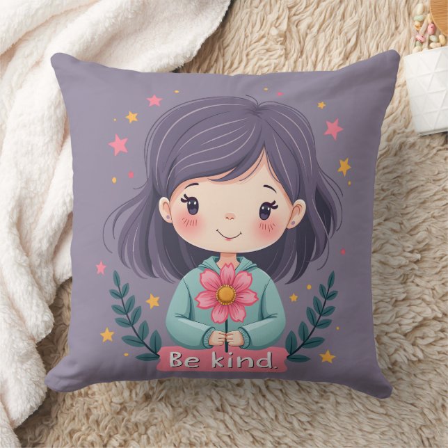 Coussin Soyez une fille mignonne avec l'art positif Fleur (Couverture)