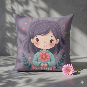Coussin Soyez une fille mignonne avec l'art positif Fleur