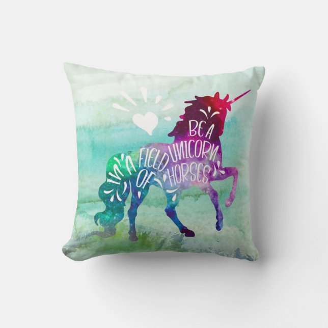 Coussin Soyez une licorne dans un domaine des chevaux (Recto)