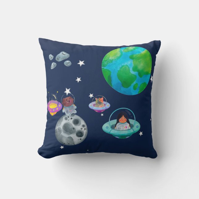 Coussin Space theme for children's room. (Recto)