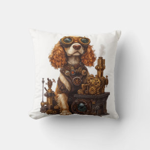 Coussin Spaniel Steampunk � Inventeur de chien victorien