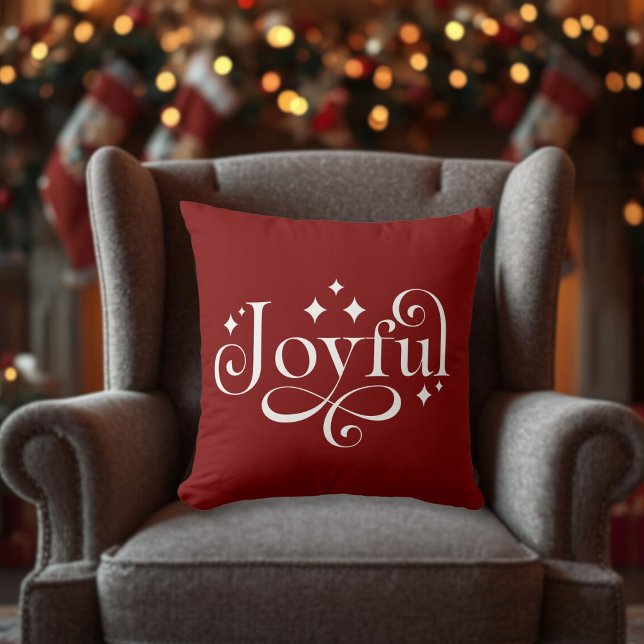 Coussin Sparkling Joyful Burgundy Throw Pillow (Sparkling Joyful Burgundy Throw Pillow)