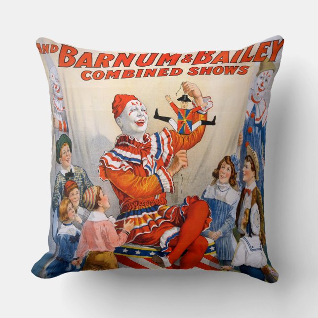 Coussin Spectacle vintage de clowns (Recto)