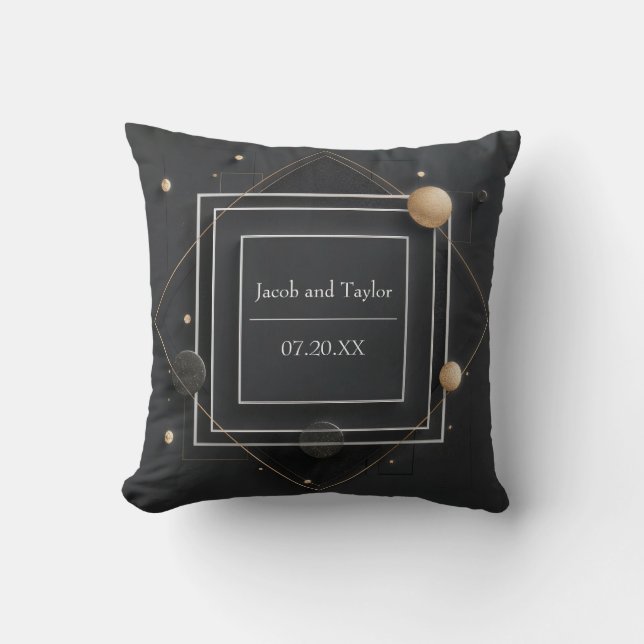 Coussin Sphère dorée opulente couche géométrique abstraite (Recto)