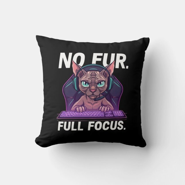 Coussin Sphynx Cat Gamer Full Focus Neon Art (Recto)