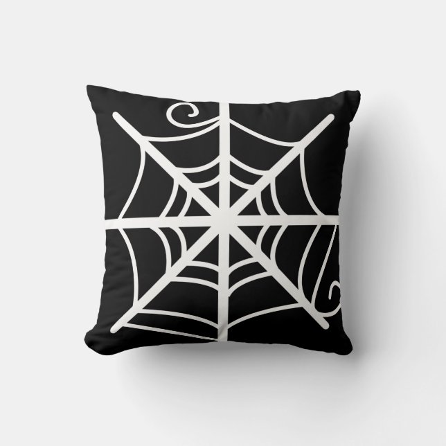 Coussin Spider Web Halloween noir et blanc (Recto)