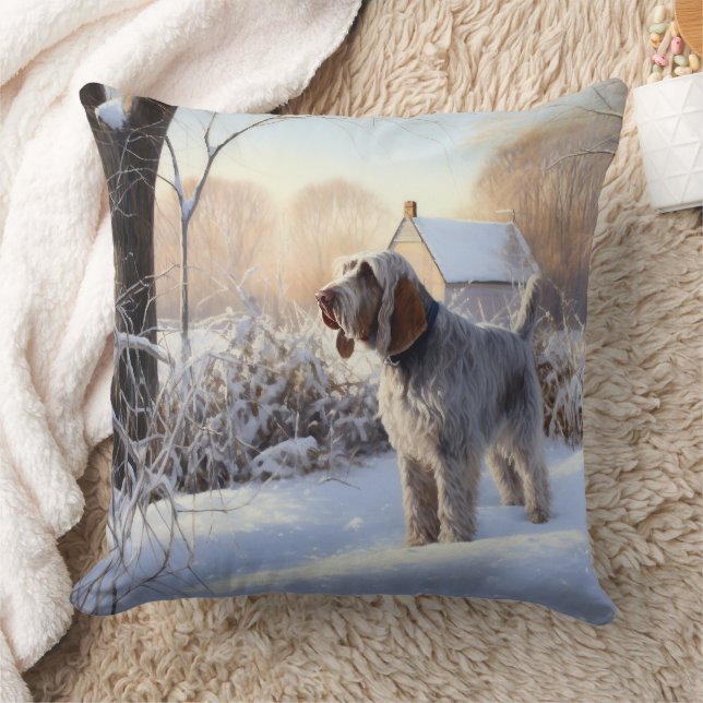 Coussin Spinone Italiano Qu'il neige Noël (Couverture)