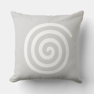 Coussin Spirale Abstraite dans l'oreiller gris clair et bl