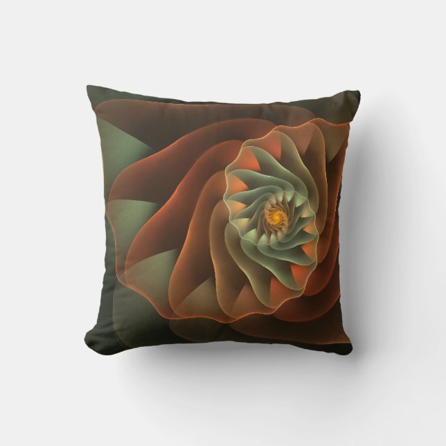Coussin Spirale abstraite orange et verte de Tropicanna (Recto)