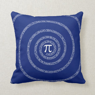 Coussin Spirale de nombres pour pi sur le bleu marine