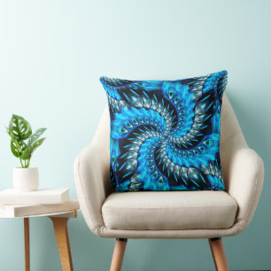 Coussin Spirale de quelques rayures dans les tons bleus pe