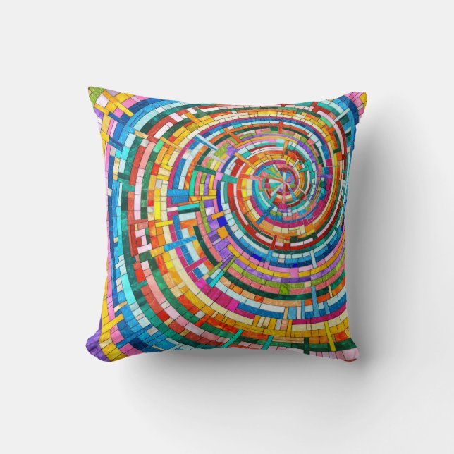Coussin Spirale en mosaïque colorée (Recto)