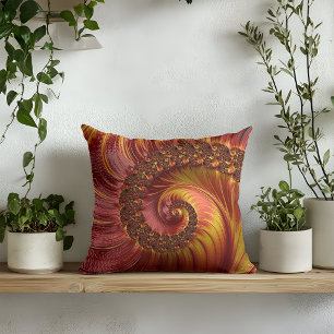 Coussin Spirale fractale rouge feu abstraite