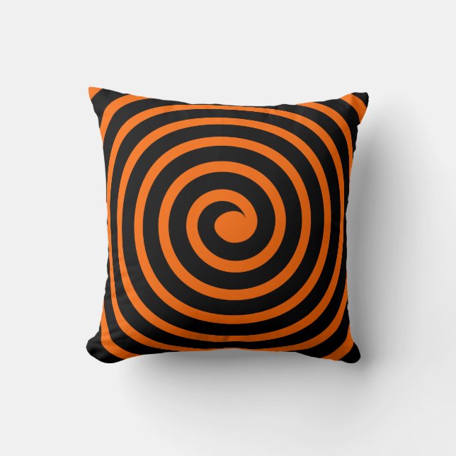 Coussin Spirale - Noir sur Orange (Recto)