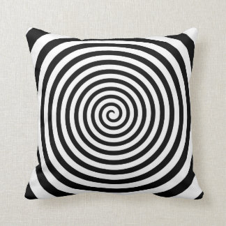 Coussin Spirale noire et blanche hypnotique -