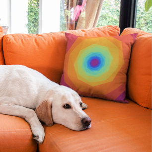 Coussin Spirale orange avec centre bleu