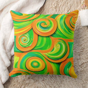 Coussin Spirale verte et orange