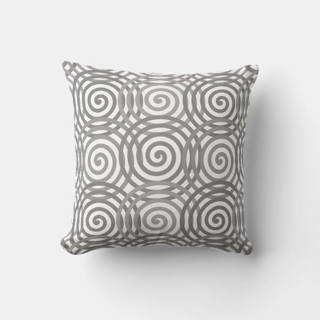 Coussin Spirales grises et blanches (Recto)