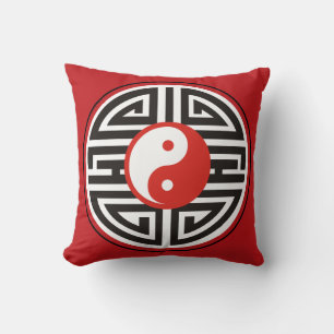 Coussin Spirit Of Yin & Yang rouge noir + votre arrière -