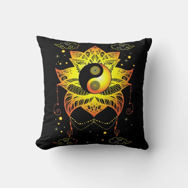 Coussin Spiritualité Lotus Yin Yang Méditer (Recto)