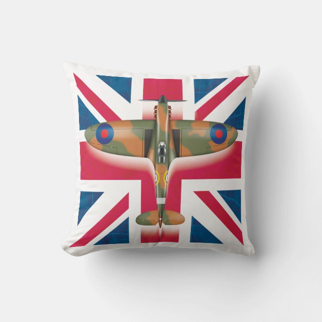 Coussin Spitfire sur le drapeau (Recto)