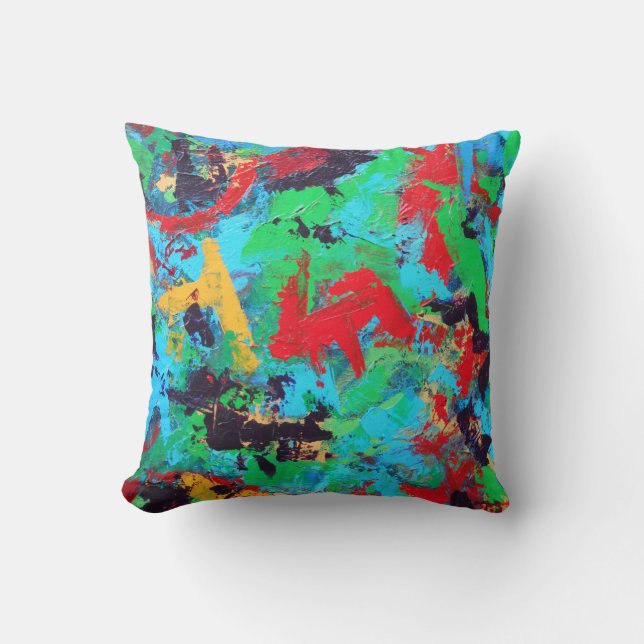 Coussin Splash-Coup de pinceau abstrait peint à la main (Recto)