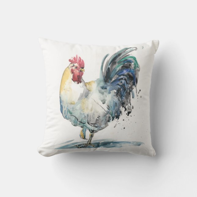 Coussin Splash de coq - Aquarelle (Recto)