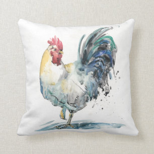 Coussin Splash de coq - Aquarelle