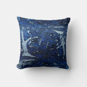 Coussin Splash de vague abstraite bleue Art urbain cool