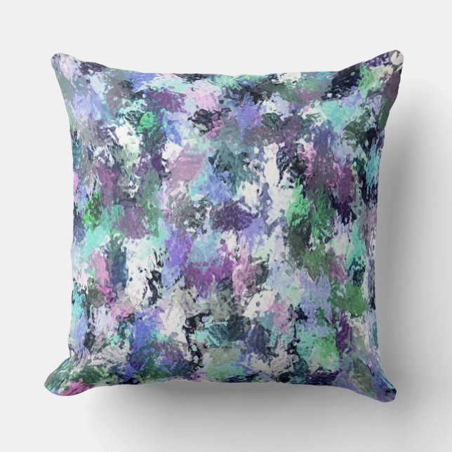 Coussin Splatter de peinture bleue Abstraite (Recto)