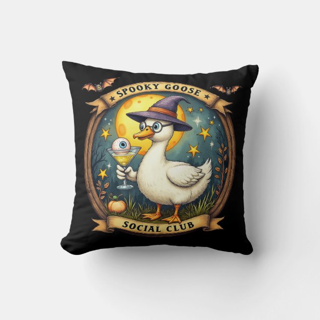 Coussin Spooky Goose Halloween Ilustration Graphic (Recto)