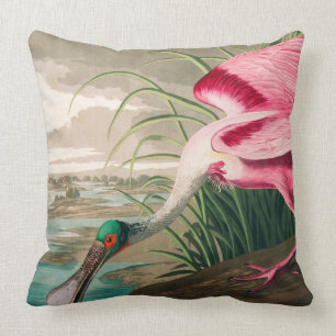 Coussin Spoonbill sur le roseate par John James Audubon