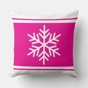 Coussin Sportic Nordic Snowflake Joli rose blanc rayures