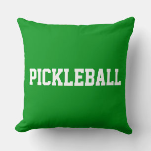 Coussin Sportif Amusement Blanc Texte PICKLEBALL Sur Vert
