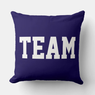Coussin Sportif bleu marine fun athlétique ÉQUIPE texte bl
