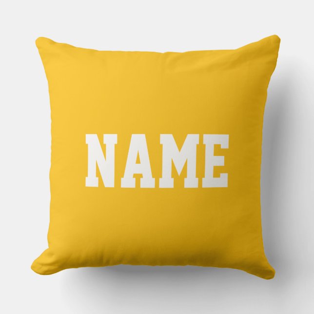 Coussin Sportif Texte Athlétique Blanc Sur Jaune Doré Clai (Recto)
