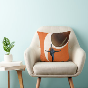 Coussin Sports Vintage, Joueur de Football Botant le Ballo