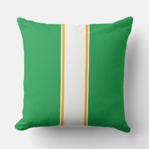 Coussin Sporty Kelly Green White Orange Racing Stripes