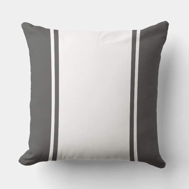 Coussin Sporty Large Vibrant gris foncé blanc rayures de c (Recto)